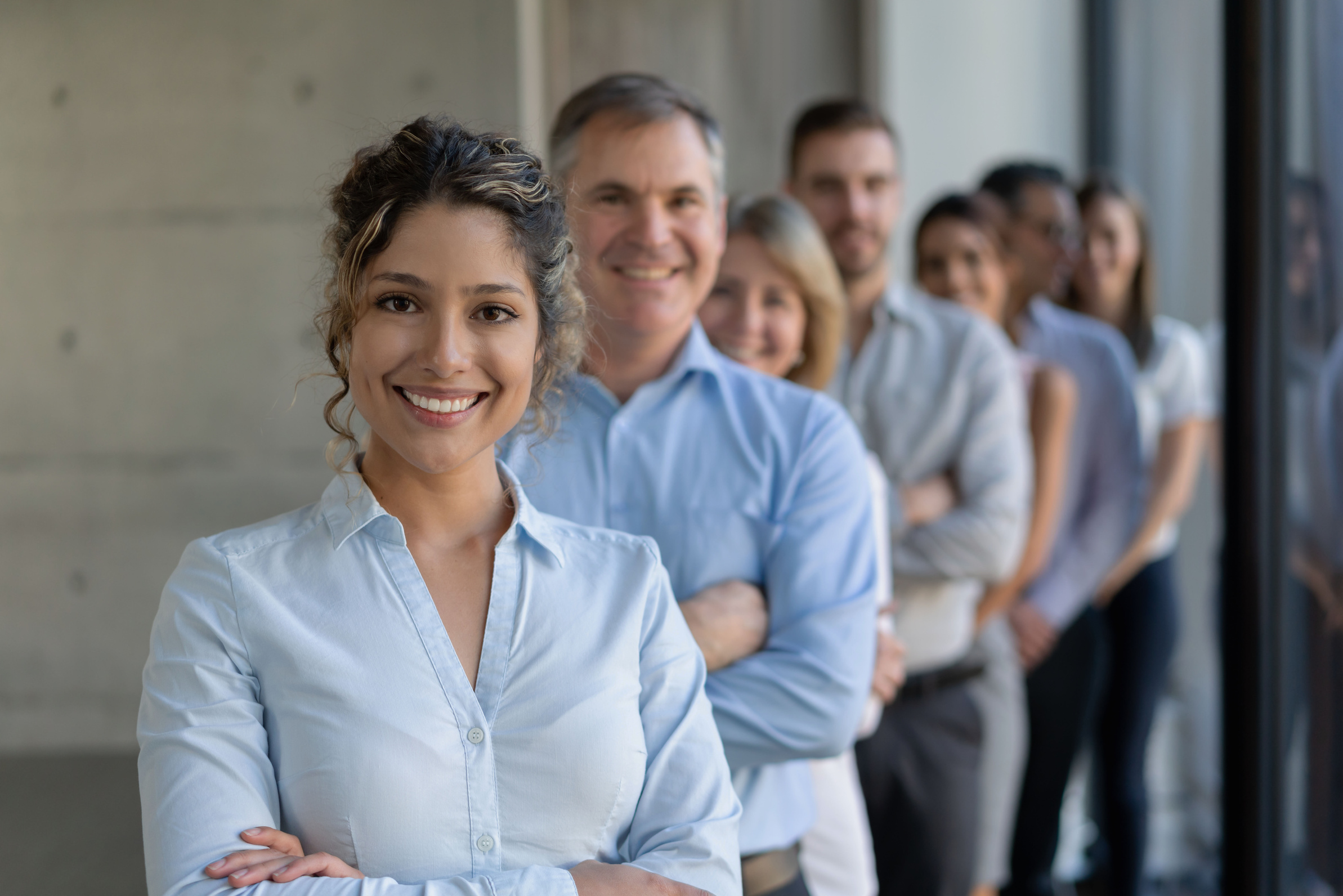 Group of business people in a row at the office